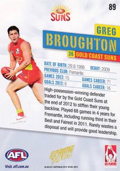 2013 Select Prime AFL #89 Greg Broughton Back